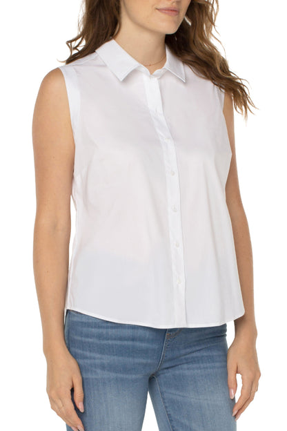 Sleeveless Button Front Shirt