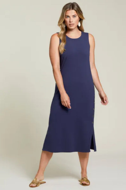 SLEEVELESS MIDI DRESS WITH SIDE SNAPS