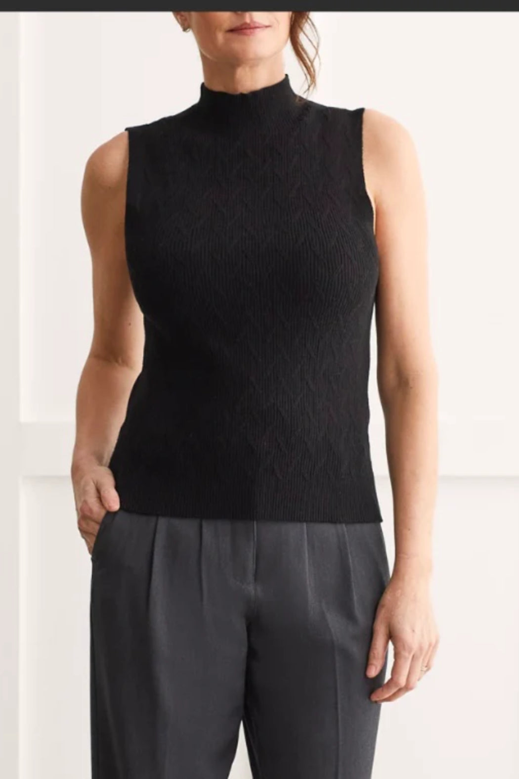 Sleeveless Mock Neck Sweater